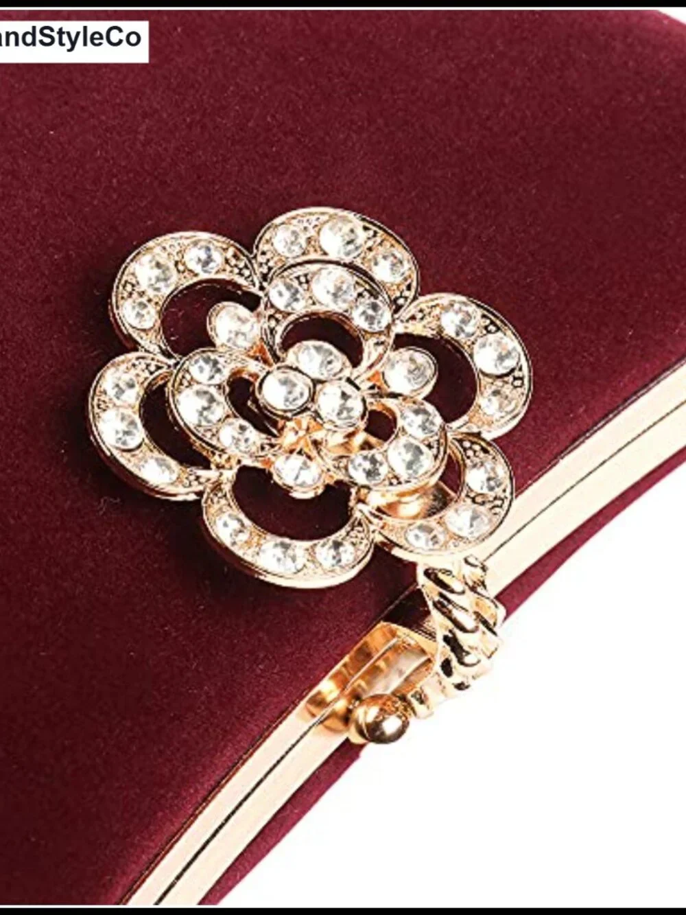 Velvet Evening Bags Rhinestone Clutch Purse with Flower Closure for Party